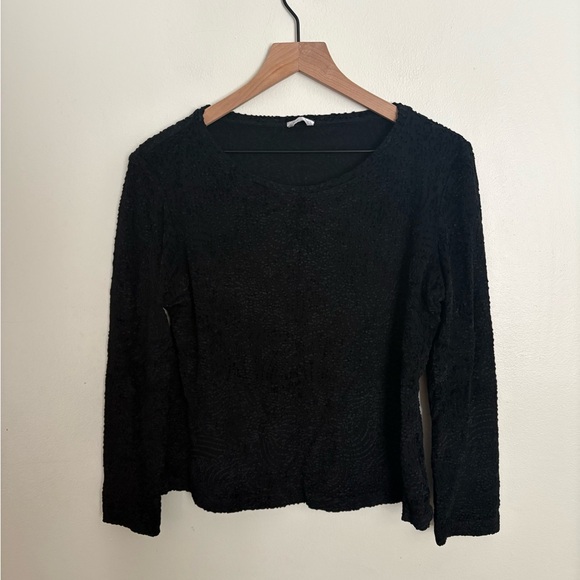 MaxMara Tops - MaxMara Black Long Sleeve Top Italy Velvet Texture Elegant Chic Women XL EUC AD